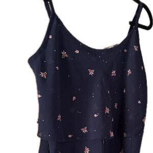 CABI Navy Floral Spaghetti Strap Dress